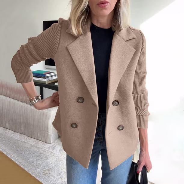 Blazer Chic à Manches Côtelées